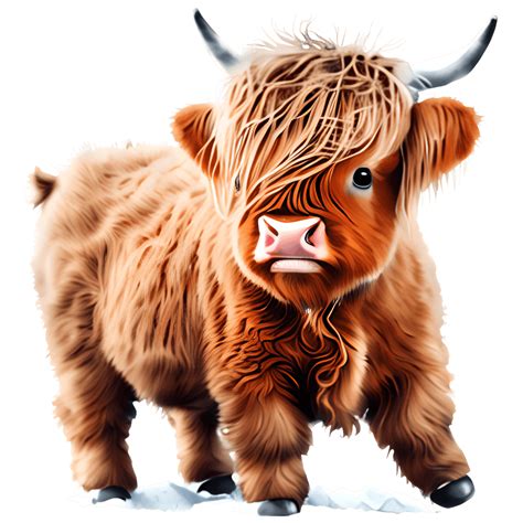 Schattige Baby Highland Cow In De Sneeuw · Creative Fabrica