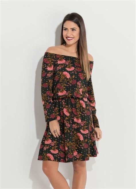 Vestido Quintess Floral Dark Ombro A Ombro Quintess