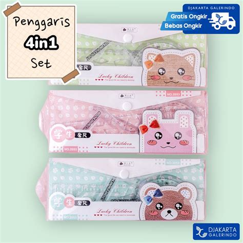 Jual Penggaris Set Isi Model Penggaris Plastik Set Isi Model