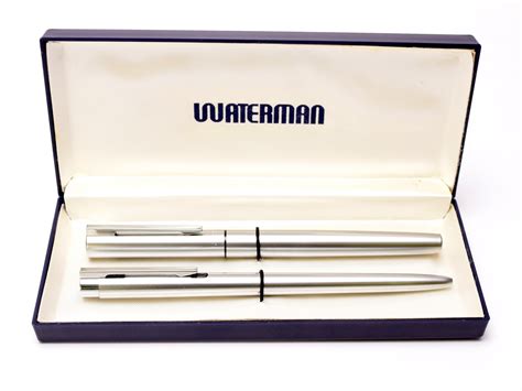 Vintage Waterman Graduate Satin Chrome F Fine Nib Fountain Pen Push