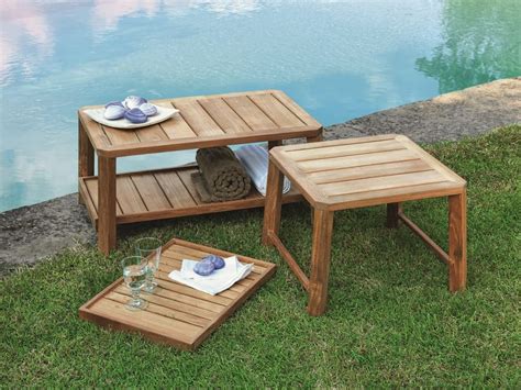 Petit Club Wooden Garden Side Table With Tray By Ethimo