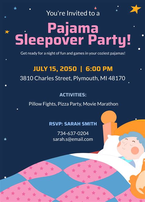Free Printable Slumber Party Invitations Templates - Printables