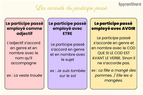 Les Accords du Participe Passé Leçon Apprentivore