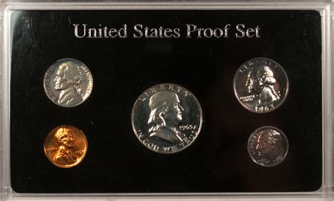 1963 5 COIN SILVER PROOF SET GEM PROOF IN VINTAGE HOLDER The