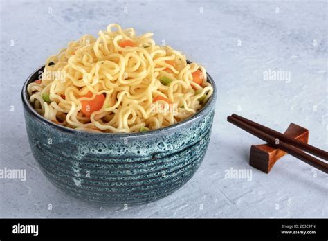 Instant Noodles Bowl With Carrot And Scallions Vegetable Soba Bowl