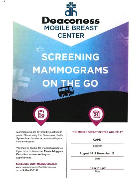 Mobile Breast Center Schedule - All Saints Catholic Parish Evansville