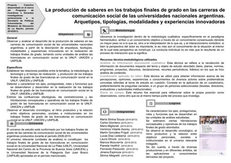 La Producci N De Saberes En Los Trabajos Finales De Grado En Las