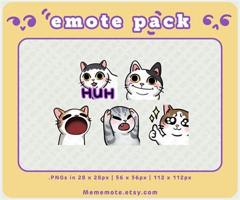 5 X Funny Cat Meme Emote Pack For Twitch Discord Youtube Kick Huh