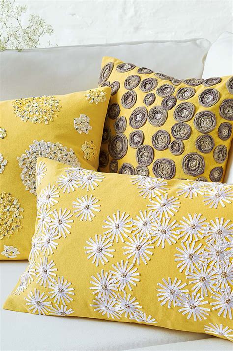 Pop Of Color For Your Living Room How About This Yellow Embroidered