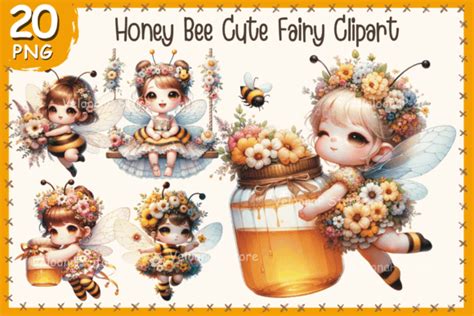 Honey Bee Cute Fairy Clipart Graphic By Veloonap · Creative Fabrica