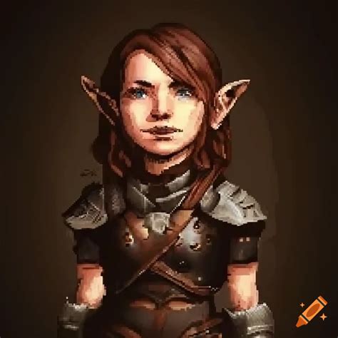 Pixel Art Portrait Of A Female Halfling Rogue In Leather Armor On Craiyon