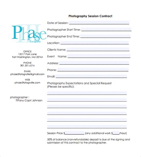 Free Photography Contract Templates In Pdf Ms Word Pages