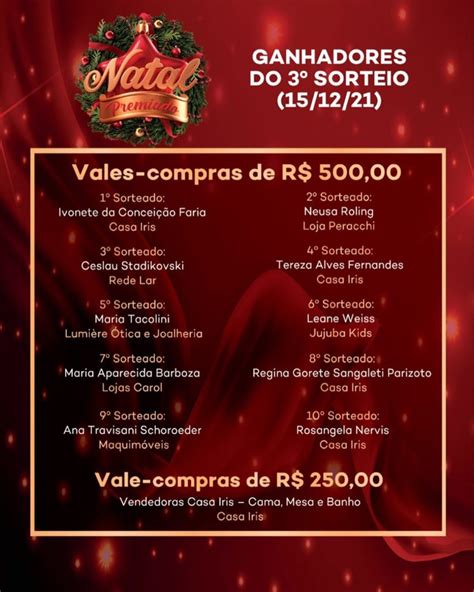 Confira Os Contemplados Do Sorteio Natal Premiado Da Acils