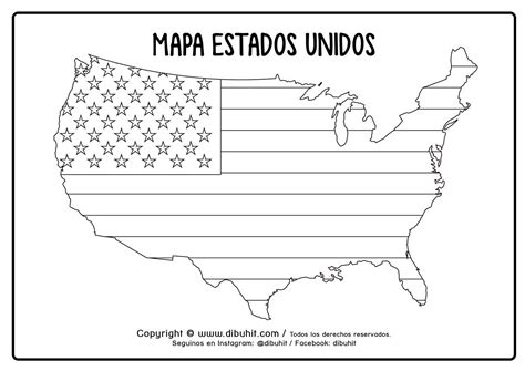 Mapa De Estados Unidos Con Bandera Para Colorear DibuHit