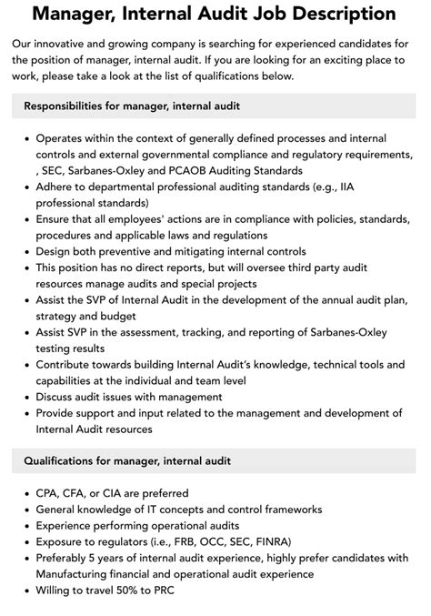 Internal Audit Responsibilities And Duties Images