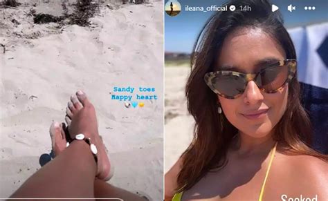 Pregnant Ileana D Cruz S Beach Day Looked Delightful In A Yellow String