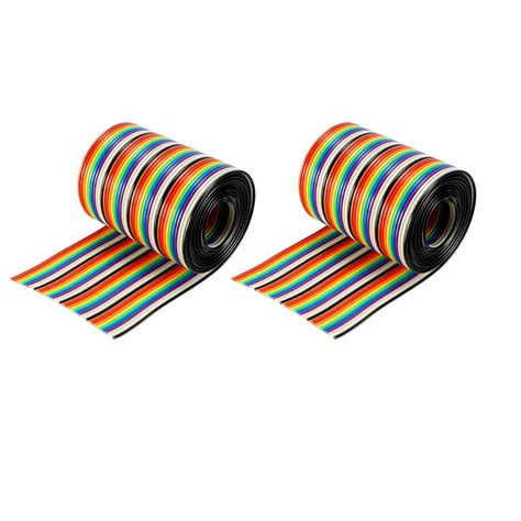 Uxcell Flat Ribbon Cable 40p Rainbow Idc Wire 127mm Pitch