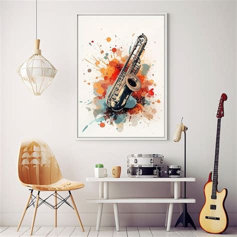 Premium Photo | Music poster decoration on white wall