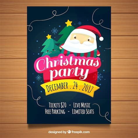 Free Vector Christmas Party Flyer With Santa Claus