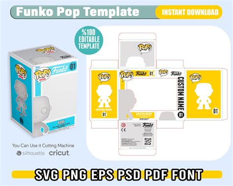 Funko Pop Box Template Svg Funko Box Vector Funko Box Etsy Uk