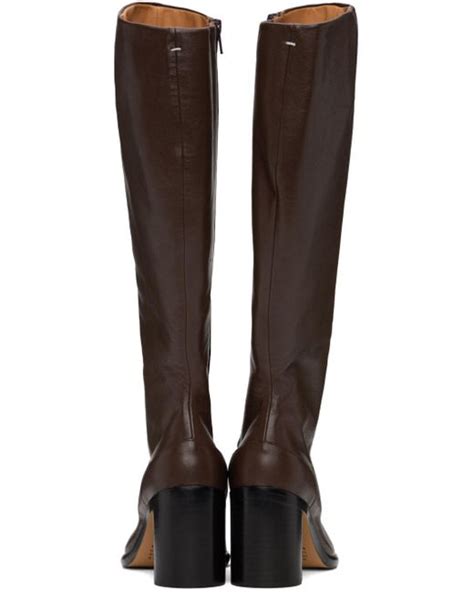 Maison Margiela Brown Tabi Knee High Tall Boots Lyst