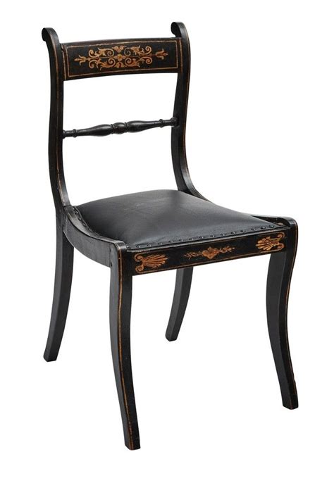 Regency Ebonised Side Chair With Distressed Gilt Decoration Seating