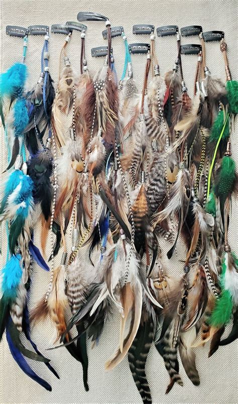 Custom Feather Hair Clip Your Choice Of Suede Lace Accent Feathers