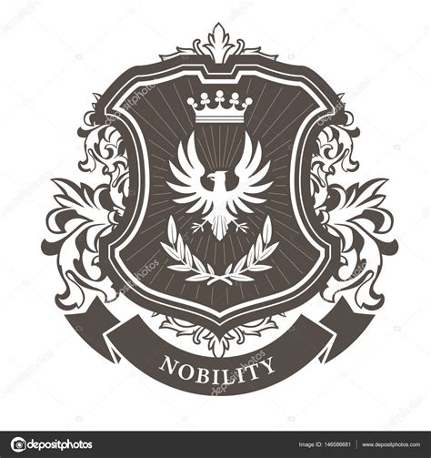 Monarchy Coat Of Arms Heraldic Royal Emblem Shield With Crown — Stock Vector © Gomixer 146586681