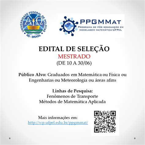 Programa De P S Gradua O Em Modelagem Matem Tica Abertura De Edital