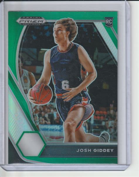 2021 Josh Giddey RC Panini Prizm Draft Picks Green Prizm 17 Oklahoma