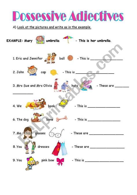 Possessive Adjectives Elementary Exercises Grammar Interacti