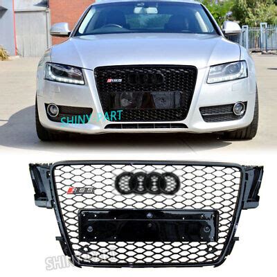 AUDI A5 S5 8T 2007 2011 RS STYLE GLOSS BLACK HONEYCOMB RADIATOR BUMPER