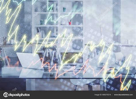 Multi Exposition Von Börsendiagramm Zeichnung Und Büro Interieur