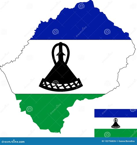 Vector Map Of Lesotho With Flag Isolated White Background Stock