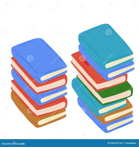 Pile Of Book In Cartoon Style Stock Vector Illustration Of School