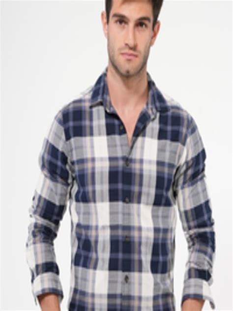 Buy POE Smart Slim Fit Tartan Checked Pure Cotton Casual Shirt Shirts