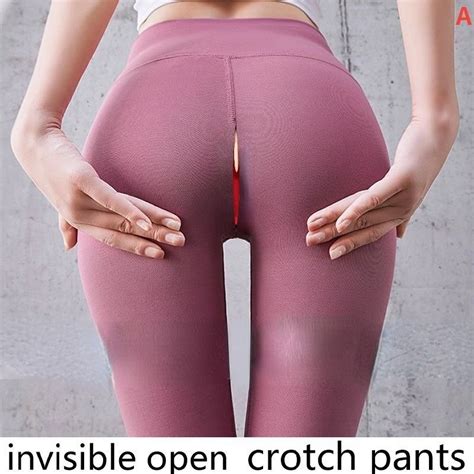 Invisible Zipper Open Crotch Tight Leggings Yoga Pants Plus Size High