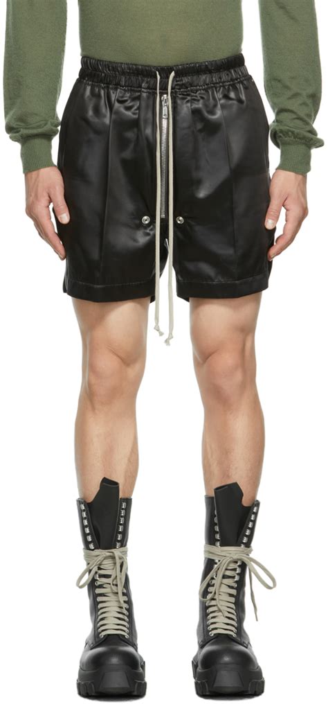 Rick Owens Black Satin Liquid Latex Bela Boxers Shorts Ssense