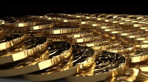 An Abundance Of Stacked Golden Bitcoins In 3d Rendering Background