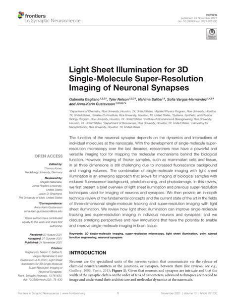 Pdf Light Sheet Illumination For D Single Molecule Super Resolution