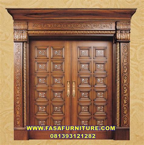 Pintu Rumah Ukir Kayu Jati Model Kupu Tarung Fasa Furniture Jepara