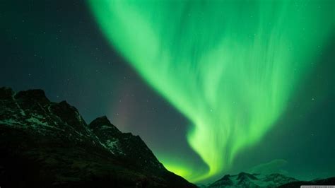 Landscape Mountains Night Nature Sky Stars Green