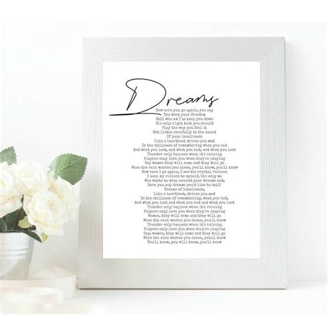 Dreams Stevie Nicks Lyric Fleetwood Mac Songs Breakup Etsy Stevie Nicks Lyrics Stevie Nicks