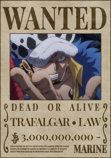 Trafalgar Law Wanted Poster One Piece One Piece Bounties One Piece