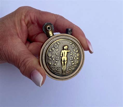 Antique Erotica WW Trench Art Brass Lighter Risqué Nude Woman Circa