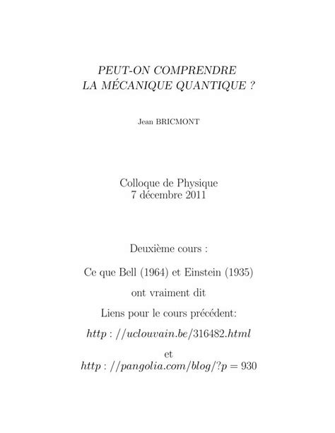 PDF PEUT ON COMPRENDRE LA MECANIQUE QUANTIQUE PDF FilePEUT ON