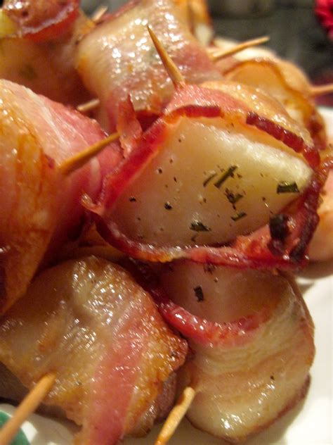 Color Me Caroline Bacon Wrapped Potato Bites With Spicy Sour Cream