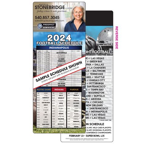 Football Schedule Magnet Standard 35x875 4 Team 1 Over 3