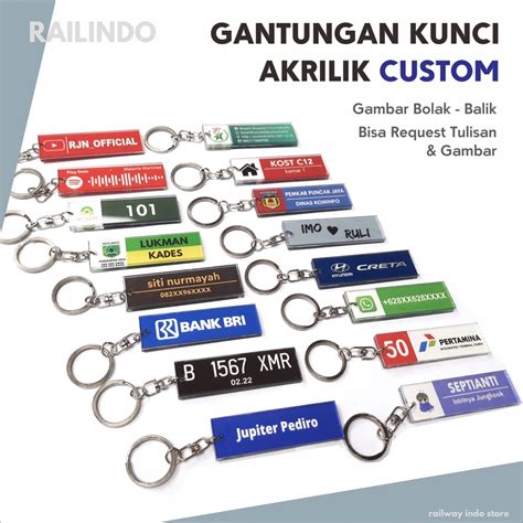 Jual Gantungan Kunci Akrilik Custom Nama Logo Gambar Warna Dan