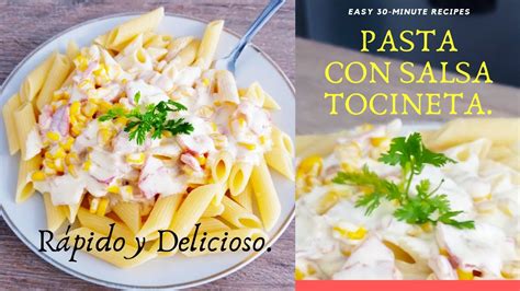 PASTA CON SALSA BLANCA TOCINETA y MAIZ quedó Deliciosa en pocos